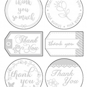 Stickers, silver, thank you, 10x24 cm, 1 ark