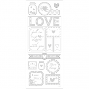 Stickers, silver, love, 10x24 cm, 1 ark