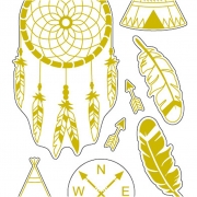 Stickers, guld, indianer, 10x24 cm, 1 ark