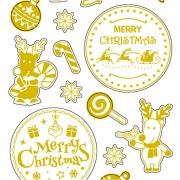 Stickers, guld, jul, 10x24 cm, 1 ark
