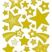 Stickers, guld, stjärnor, 10x24 cm, 1 ark