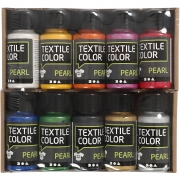 Textile Color, mixade färger, pärlemor, 10x50 ml/ 1 förp.