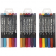 Textilpennor, spets: 2-3 mm, mixade färger, 18st.