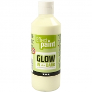 Glow in the dark, självlysande färg, fluorescerande gul, 250 ml/ 1 flaska