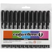 Colortime tuschpennor, svart, spets 5 mm, 12 st./ 1 förp.