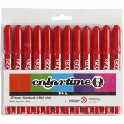 Colortime tuschpennor, röd, spets 5 mm, 12 st./ 1 förp.