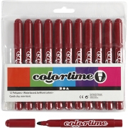 Colortime tuschpennor, vinröd, spets 5 mm, 12 st./ 1 förp.