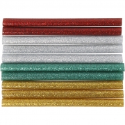 Limstängerna, guld, grön, röd, silver, L: 10 cm, glitter, 10 st./ 1 förp.