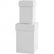 Fyrkantiga askar, vit, H: 7+9 cm, stl. 4,5+6 cm, 2 st./ 1 set