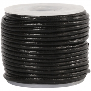 Lädersnöre, svart, tjocklek 1 mm, 10 m/ 1 rl.