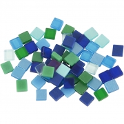 Minimosaik, blå/grön harmoni, stl. 5x5 mm, tjocklek 2 mm, 25 g/ 1 förp.