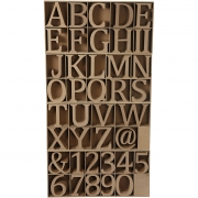 Bokstäver, siffror och symboler av trä, H: 13 cm, tjocklek 2 cm, 160 st./ 1 förp.