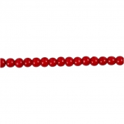 Träpärlor, röd, Dia. 5 mm, Hålstl. 1,5 mm, 6 g/ 1 förp., 150 st.