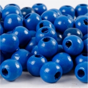 Träpärlor, blå, Dia. 12 mm, Hålstl. 3 mm, 22 g/ 1 förp.