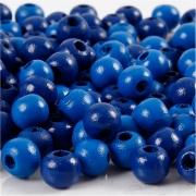 Träpärlor, blå, Dia. 8 mm, Hålstl. 2 mm, 15 g/ 1 förp., 80 st.
