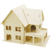 3D konstruktionsfigur, Hus med veranda, stl. 22,5x16x17,5 , 1 st.