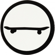 Kartongetikett, vit/svart, skateboard, Dia. 25 mm, 20 st./ 1 förp.