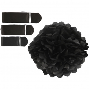 Papperspompomer, svart, Dia. 20+24+30 cm, 16 g, 3 st./ 1 förp.