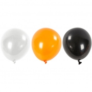 Ballonger, svart, orange, vit, runda, Dia. 23-26 cm, 10 st./ 1 förp.