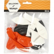 Ballonger, svart, orange, vit, runda, Dia. 23-26 cm, 10 st./ 1 förp.