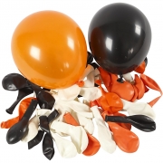 Ballonger, svart, orange, vit, runda, Dia. 23-26 cm, 100 st./ 1 förp.