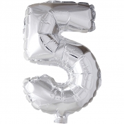 Folieballong, silver, 5, H: 41 cm, 1 st.