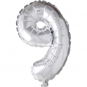 Folieballong, silver, 9, H: 41 cm, 1 st.