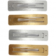 Hårspänne , guld, silver, L: 58 mm, B: 16 mm, 4 st./ 1 förp.