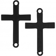 Berlocker, kors, svart, stl. 20x30 mm, Hålstl. 2 mm, 4 st./ 1 förp.