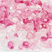 Harmoni facetterade plastpärlor, mixade, pink (081), stl. 4-12 mm, Hålstl. 1-2,5 mm, 250 g/ 1 förp.