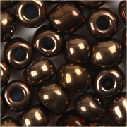 Rocaipärlor, bronze, Dia. 3 mm, stl. 8/0 , Hålstl. 0,6-1,0 mm, 25 g/ 1 förp.