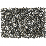 Rocaipärlor, grågrön, Dia. 1,7 mm, stl. 15/0 , Hålstl. 0,5-0,8 mm, 500 g/ 1 påse