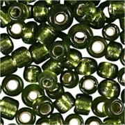 Rocaipärlor, gräsgrön, Dia. 1,7 mm, stl. 15/0 , Hålstl. 0,5-0,8 mm, 25 g/ 1 förp.
