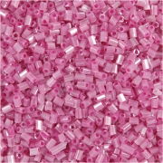 Rocaipärlor, rosa, 2-cut, Dia. 1,7 mm, stl. 15/0 , Hålstl. 0,5 mm, 500 g/ 1 påse