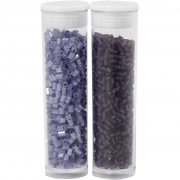 Rocaipärlor, frostad lila, transparent lila, 2-cut, Dia. 1,7 mm, stl. 15/0 , Hålstl. 0,5 mm, 2x7 g/ 1 förp.