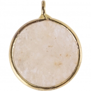 Smyckeberlock, beige, Halvädelsten: beige jade stone, Dia. 15 mm, Hålstl. 2 mm, 1 st.
