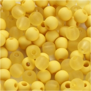 Plastpärlor, gul, Dia. 6 mm, Hålstl. 2 mm, 40 g/ 1 förp.