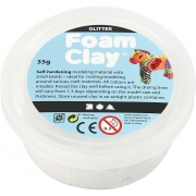 Foam Clay® , vit, glitter, 35 g/ 1 burk