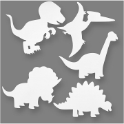 Dinosaurier, vit, H: 15-22 cm, B: 24-25 cm, 230 g, 16 st./ 1 förp.