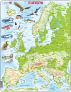 Detta pussel är en topografiskkarta över Europa med namn på städer, floder, sjöar, öar, länder, distrikt, hav och mycket mer. 