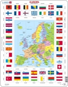 Pussel med karta över Europa och flaggor