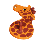 Väggknopp utskuren och målad som en giraff.