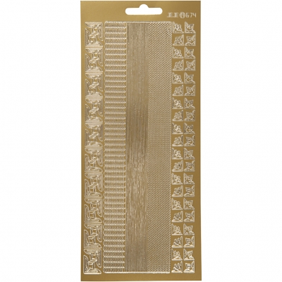 Stickers, guld, bårder, 10x23 cm, 1 ark