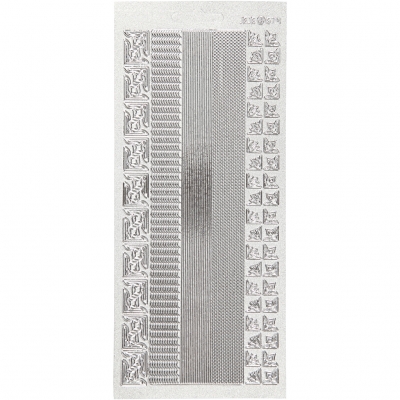 Stickers, silver, bårder, 10x23 cm, 1 ark