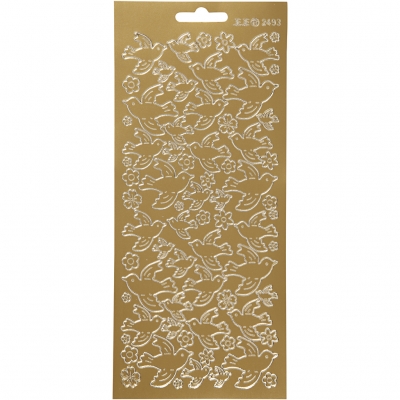 Stickers, guld, duvor, 10x23 cm, 1 ark