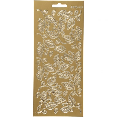 Stickers, guld, blad, 10x23 cm, 1 ark