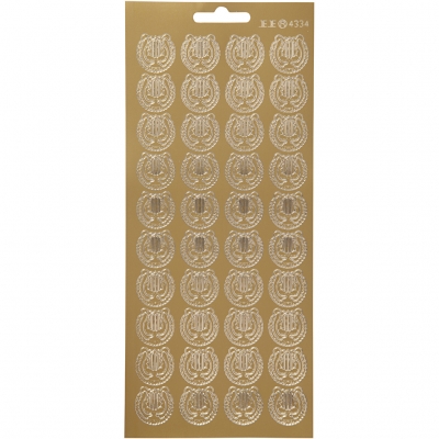 Stickers, guld, lyra, 10x23 cm, 1 ark
