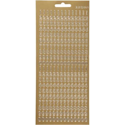 Stickers, guld, siffror, 10x23 cm, 1 ark