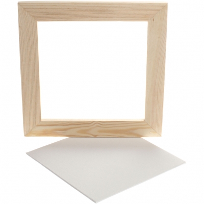 Träram med målarplatta, vit, djup 1,5 cm, stl. 25,8x25,8 cm, 1 st.