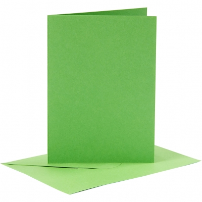 Kort och kuvert, grön, kortstl. 10,5x15 cm, kuvertstl. 11,5x16,5 cm, 110+220 g, 6 set/ 1 förp.